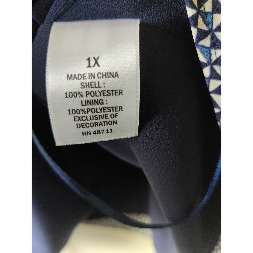 Ophelia Roe Women's Plus Cami Blue/White Geometric Print Adjustable Strap Sz 1X - Picture 4 of 5